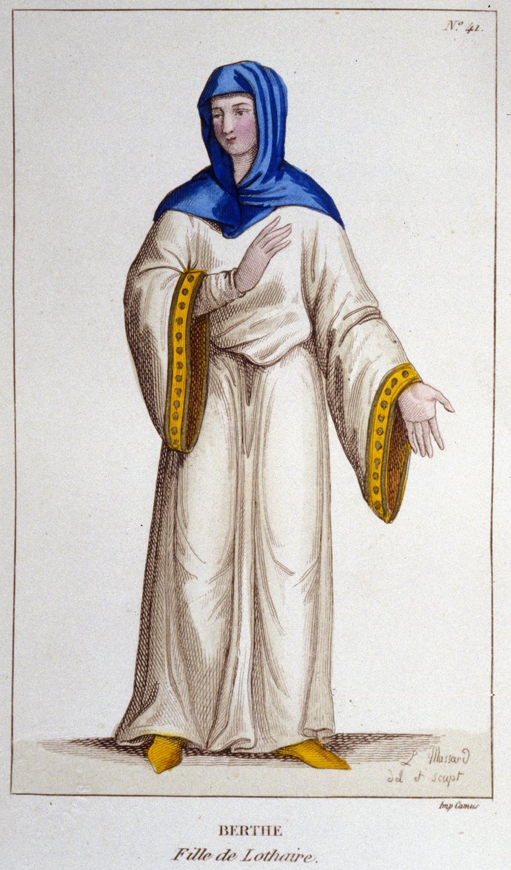 Berthe, dotter till Lotharia II, kung av Lotharingen. gravyr från 1830 av Unknown artist