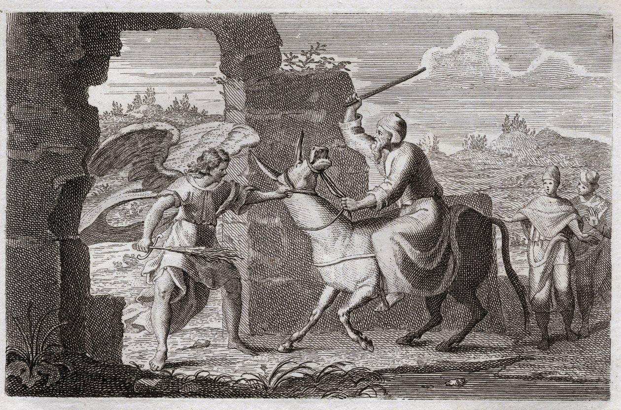 Bibeln från Royaumont, Gamla testamentet: Bileam. Den falske profeten Bileam välsignade, även om han, Guds folk, även om kung Balak (Balac) hade skickat honom att bråka för att förbanna honom. Hennes dill talar till henne för att klaga på vad han slog henn av Unknown artist