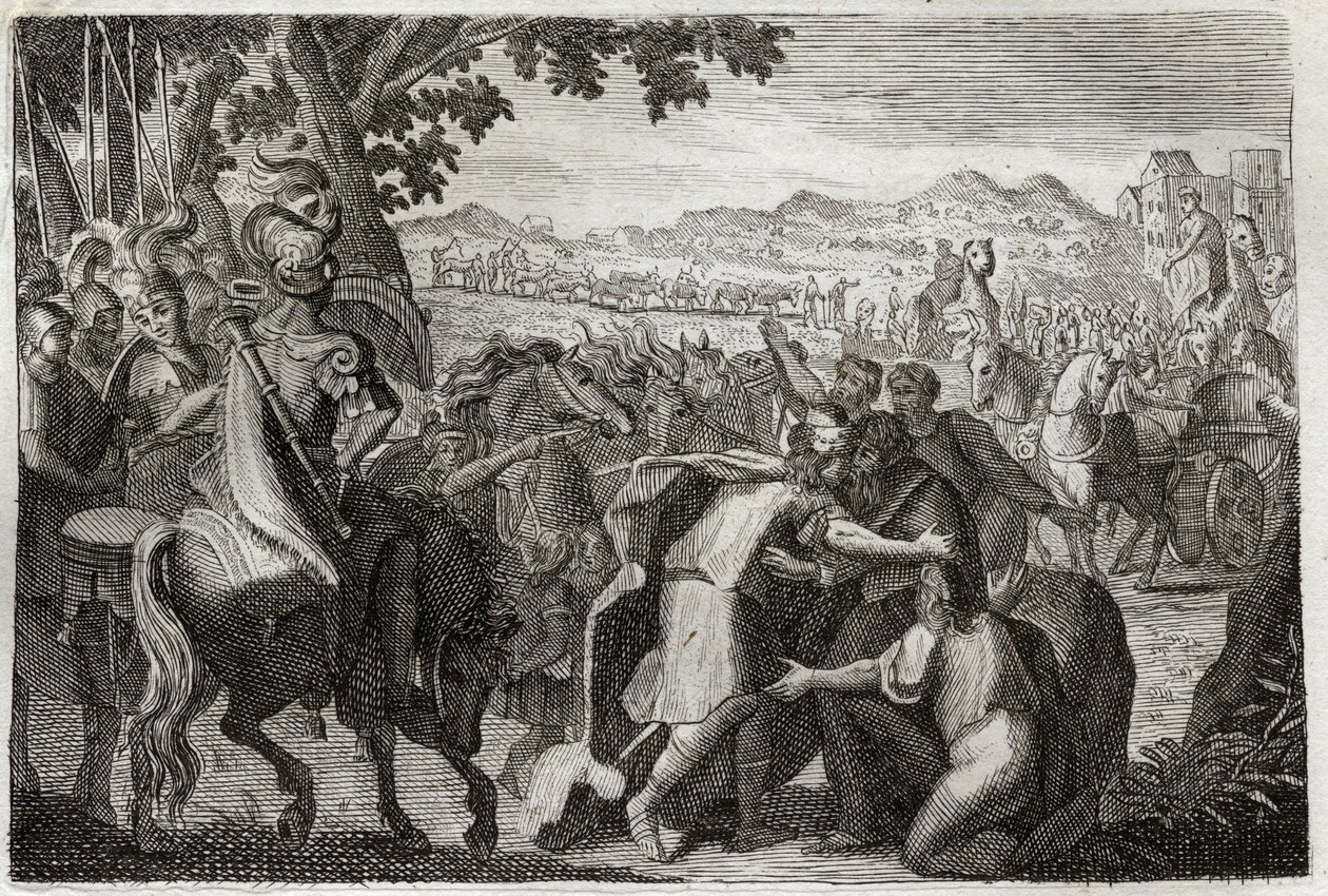 Bibeln från Royaumont, Gamla testamentet: Jakob åker till Egypten. Jakob ska hitta Josef med hela sin familj. Illustration från 1811. av Unknown artist