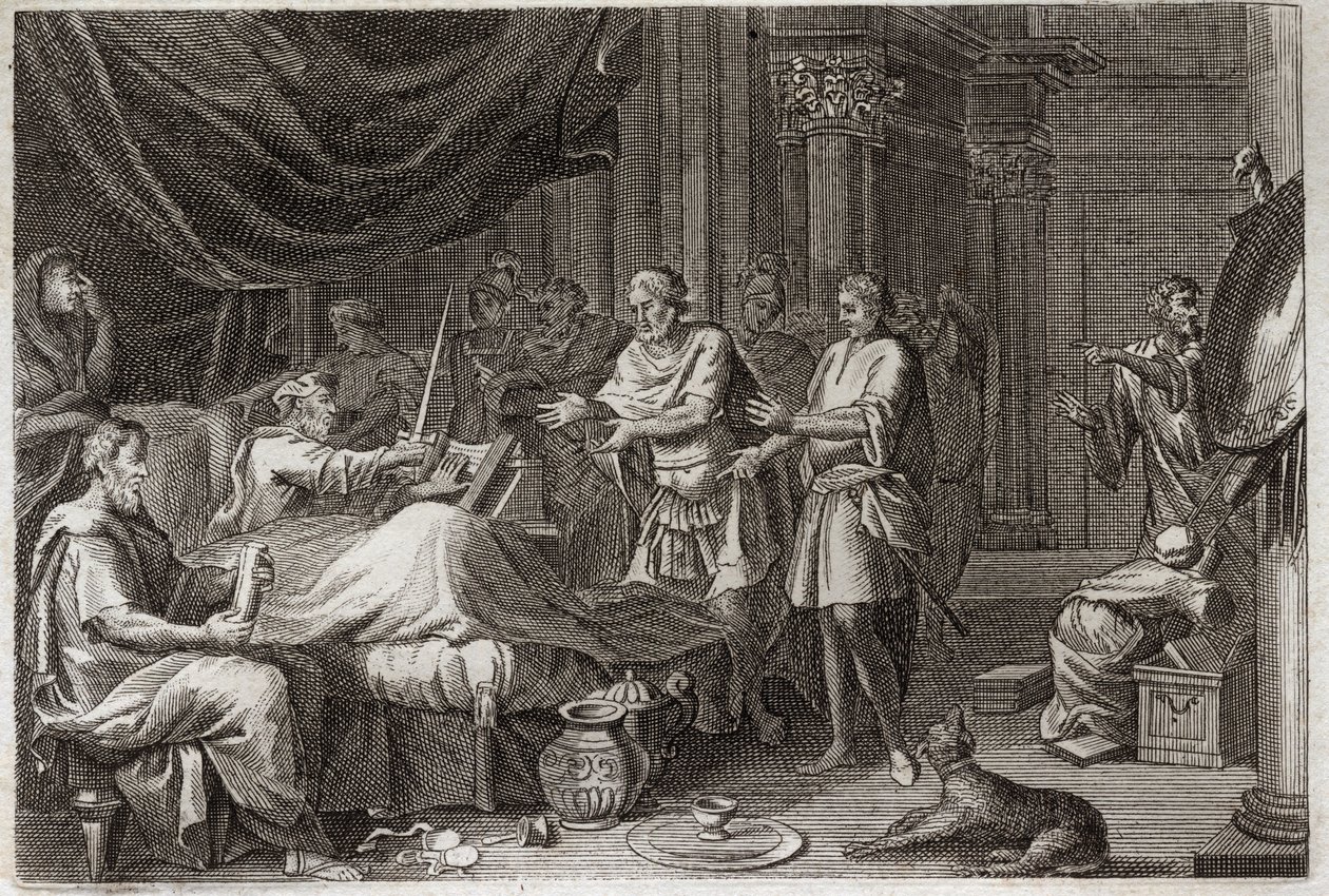 Bibeln från Royaumont, Gamla testamentet: Judas Machabee. Judas Machabee (Maccabee, Macabee) efterträdde sin far Matathias (Matathias, Mattatias) i arméns uppförande och stödde hela det judiska folket mot förtrycket av seleukiderna. Illustra av Unknown artist