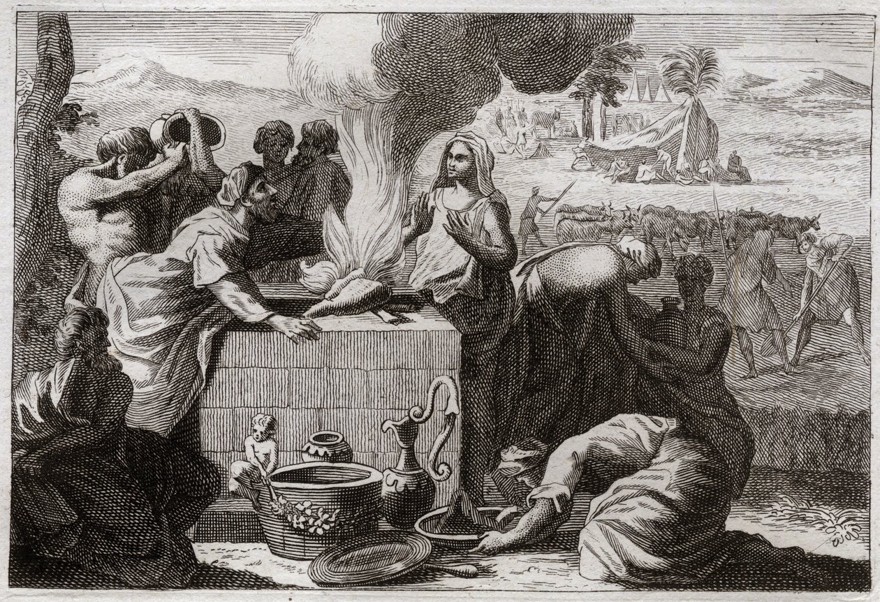 Bibeln från Royaumont, Gamla testamentet: Loth skiljer sig från Abraham. Ett bråk uppstod mellan Abrahams och Lots herdar, och de skildes från varandra, och Lot drog sig tillbaka till Sodom. Illustration från 1811. av Unknown artist