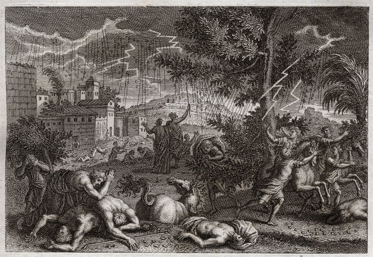 Bibeln från Royaumont, Gamla testamentet: Egyptens tio sår. Illustration av 1811. av Unknown artist