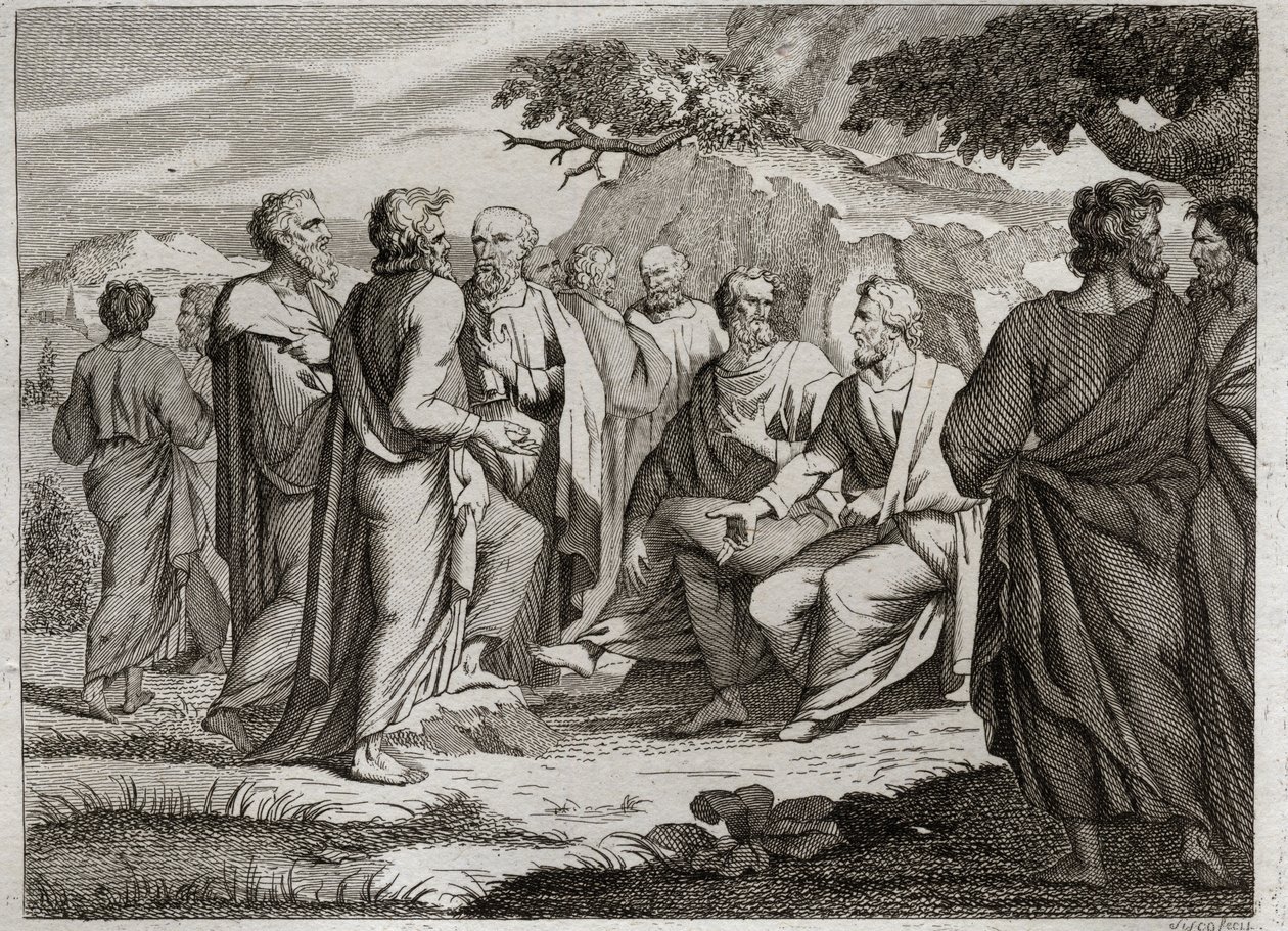 Bibeln från Royaumont, Gamla testamentet: De tolv små profeterna. De andra tolv profeterna, vanligtvis kallade de små profeterna, eftersom de lämnade en liten skrift. Illustration från 1811. av Unknown artist