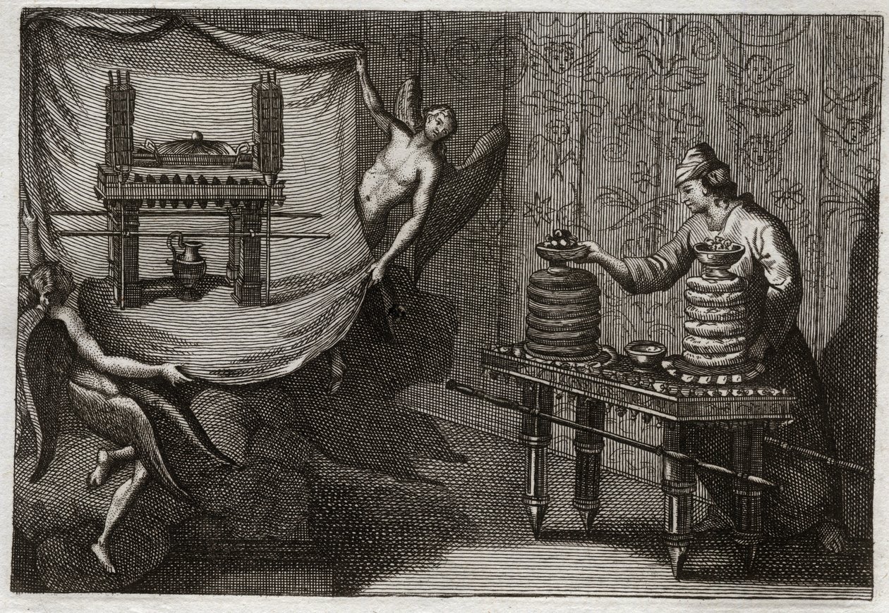 Bible of Royaumont, Gamla testamentet: Tabellen med förslagsbröden i tabernaklet. Illustration från 1811. av Unknown artist