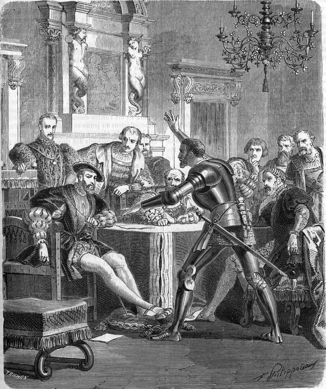 Blaise de Monluc (1502-1577), marskalk av Frankrike vid Francois 1sts hov. Gravyr av 1800-talet. av Unknown artist