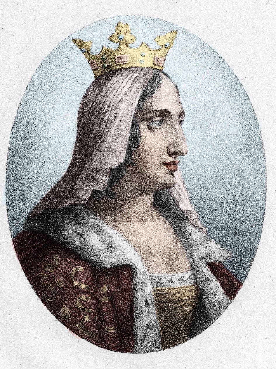 Blanche de Castilla. Drottning av Frankrike (1188 till 1252). hustru till kung Ludvig VIII. gravyr från 1800-talet. av Unknown artist