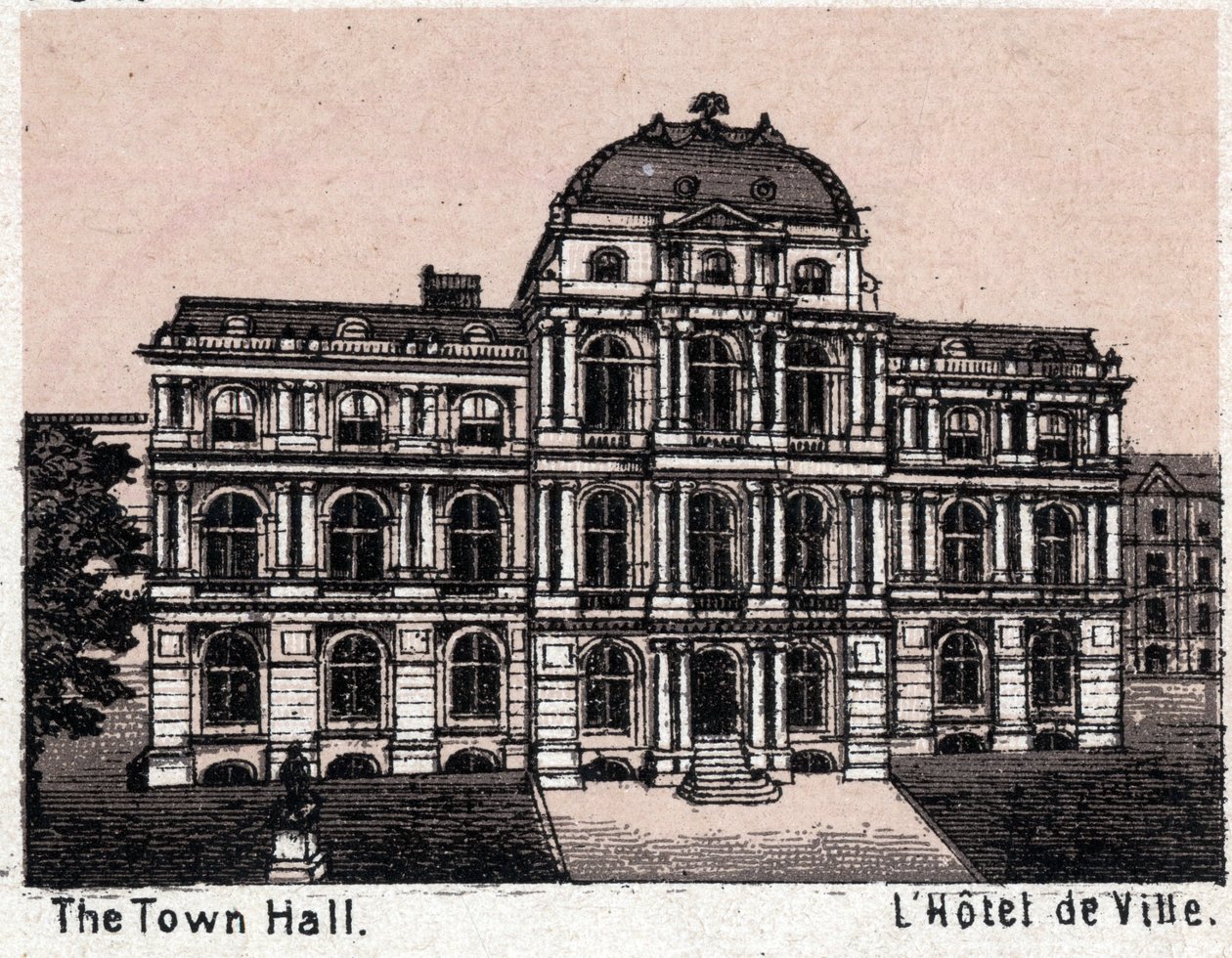Boston, USA: utsikt över rådhuset. i "" Världen illustrerar 168 vyer"" Odaterat (slutet av 1800-talet) av Unknown artist