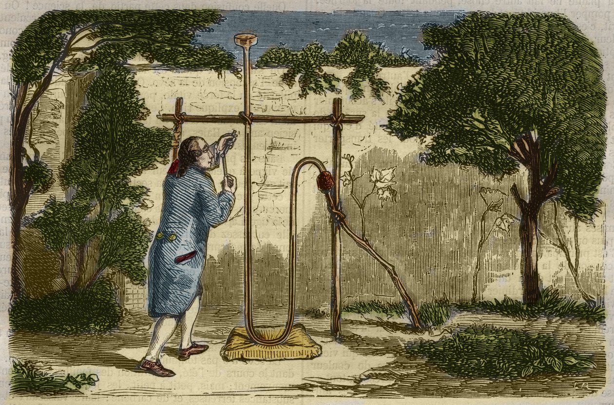Botanik: Stephen Hales (1677-1761) erfarenhet av sjuans uppstigningskraft 1727. Gravyr från 1859 i "" Le Musee Des Sciences"" av Unknown artist