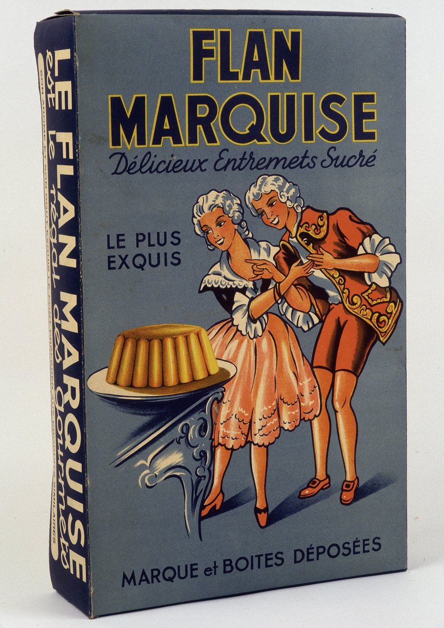 Kartong med produkten "" Flan Marquise: Delicious sweet entremets "", n.d. 1800-talet av Unknown artist