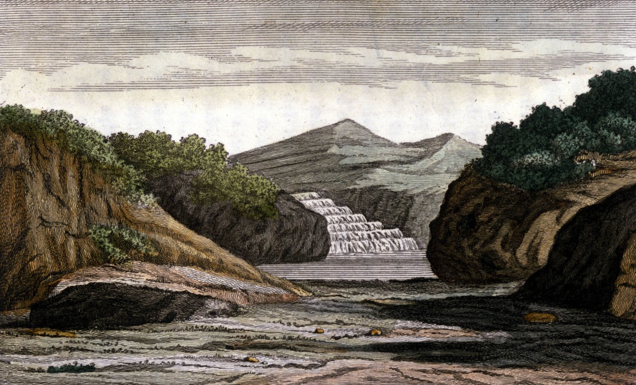 Brasilien, flod och land rikt på gyllene pepiter. 1800-talsgravyr) /Leemage av Unknown artist