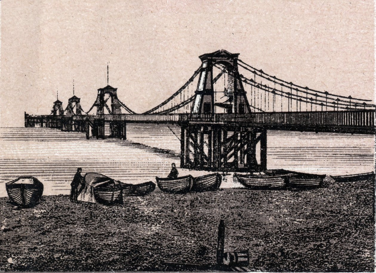Brighton, England: utsikt över Chain Pier. i "" Världen illustrerar 168 vyer"" Odaterat (slutet av 1800-talet) av Unknown artist
