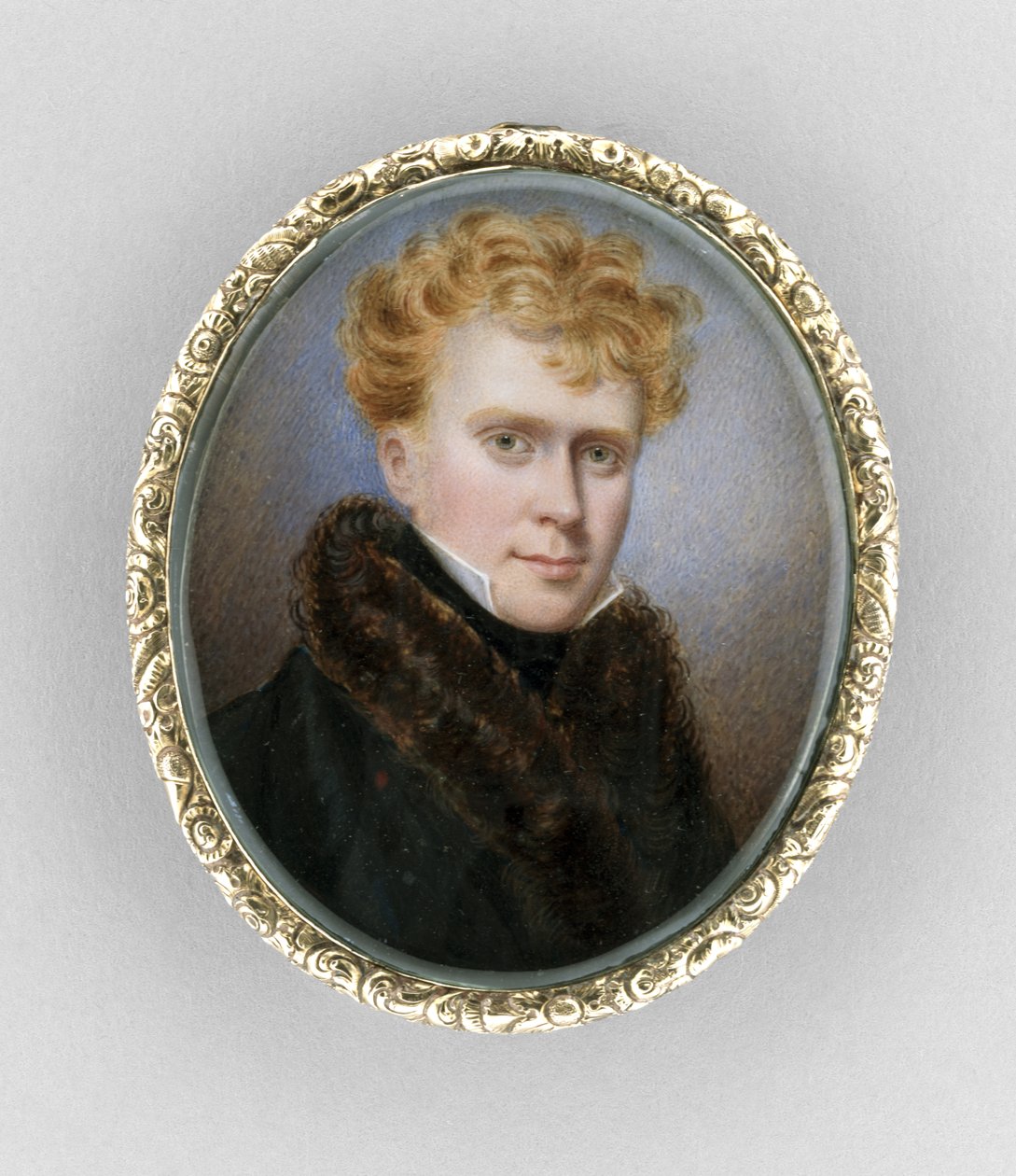 Brosch med porträtt av en man, ca 1840 (akvarell på elfenben av Unknown artist