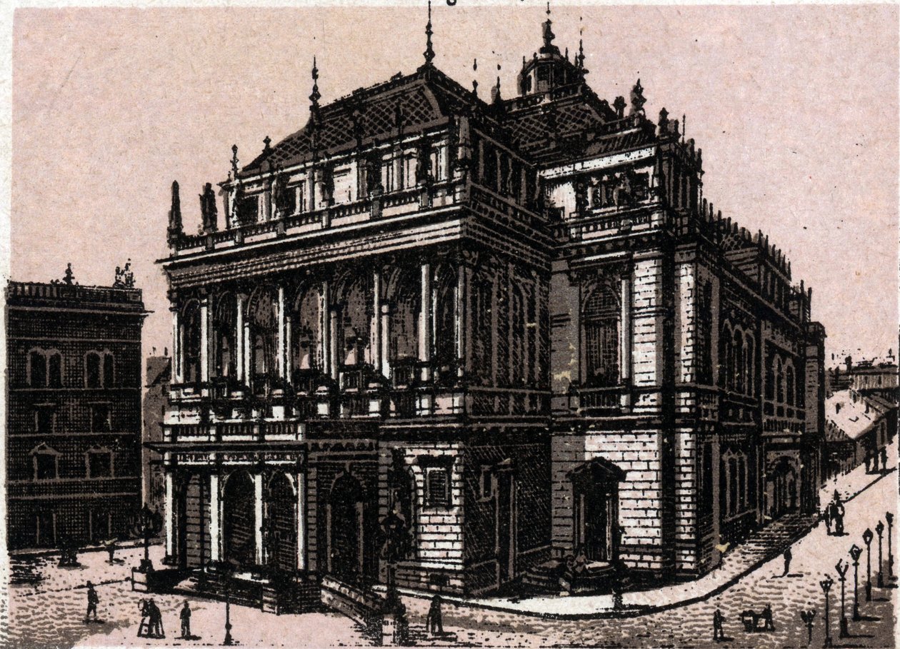 Budapest, Ungern: utsikt över magyar kiralyi operahaz (opera). i "" Världen illustrerar 168 vyer"" Odaterat (slutet av 1800-talet) av Unknown artist