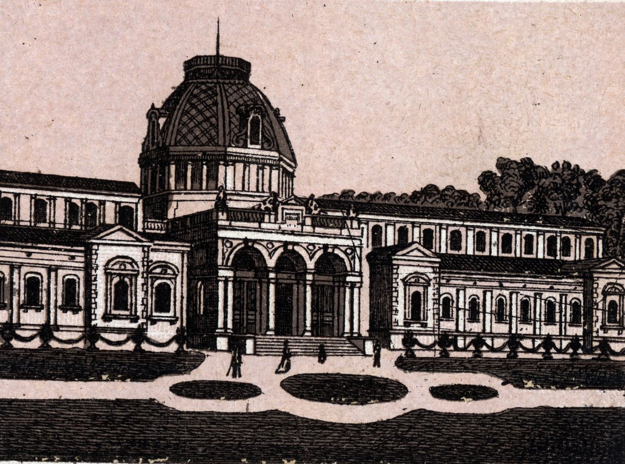 Budapest, Ungern: utsikt över termalbaden på Isle Margaret (Isle Margareth). i "" Världen illustrerar 168 vyer"" Odaterat (slutet av 1800-talet) av Unknown artist