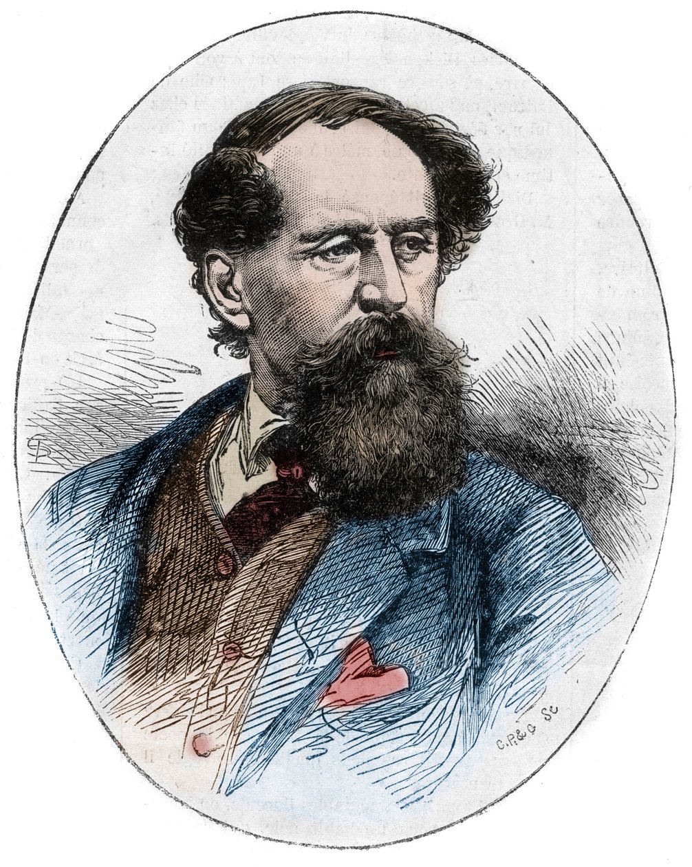CHARLES DICKENS (1812-1870) - engelsk romanförfattare - Porträtt av den brittiske författaren Charles Dickens (1812-1870) av Unknown artist