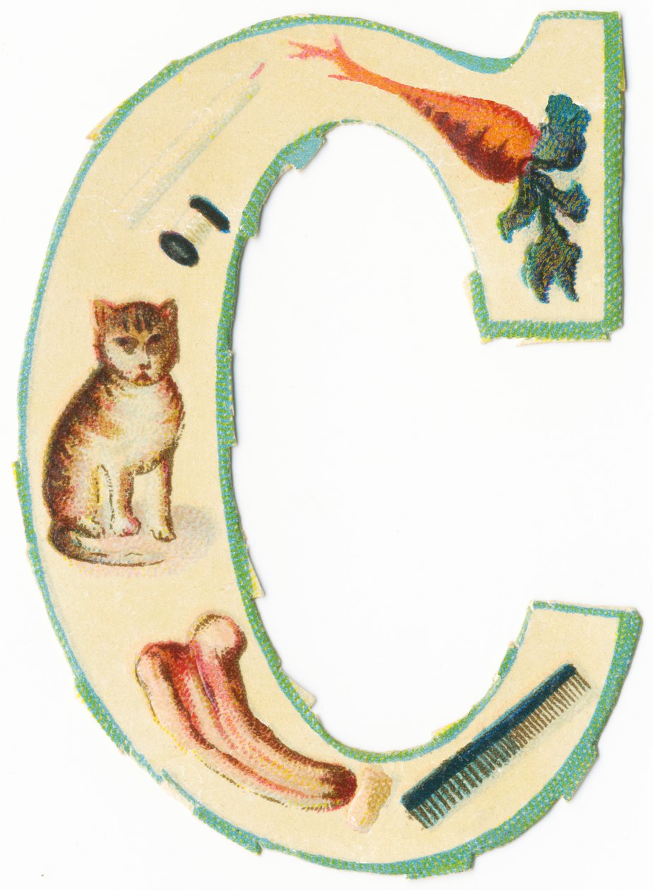 C: korall, morot, ljus, bomull, katt, kolocynth, kam (färg litho) av Unknown artist