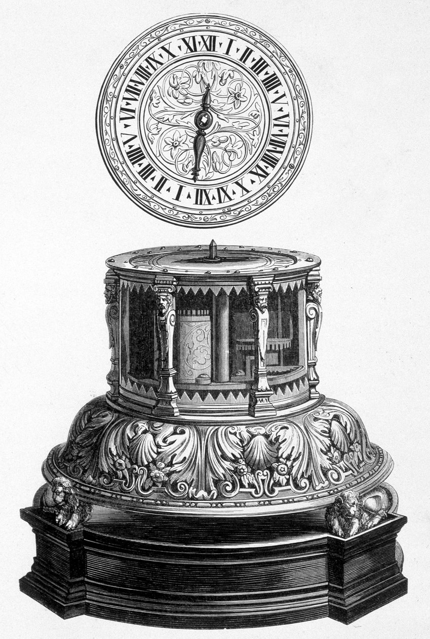 Skåpklocka från Valois-tiden - gravyr av Unknown artist