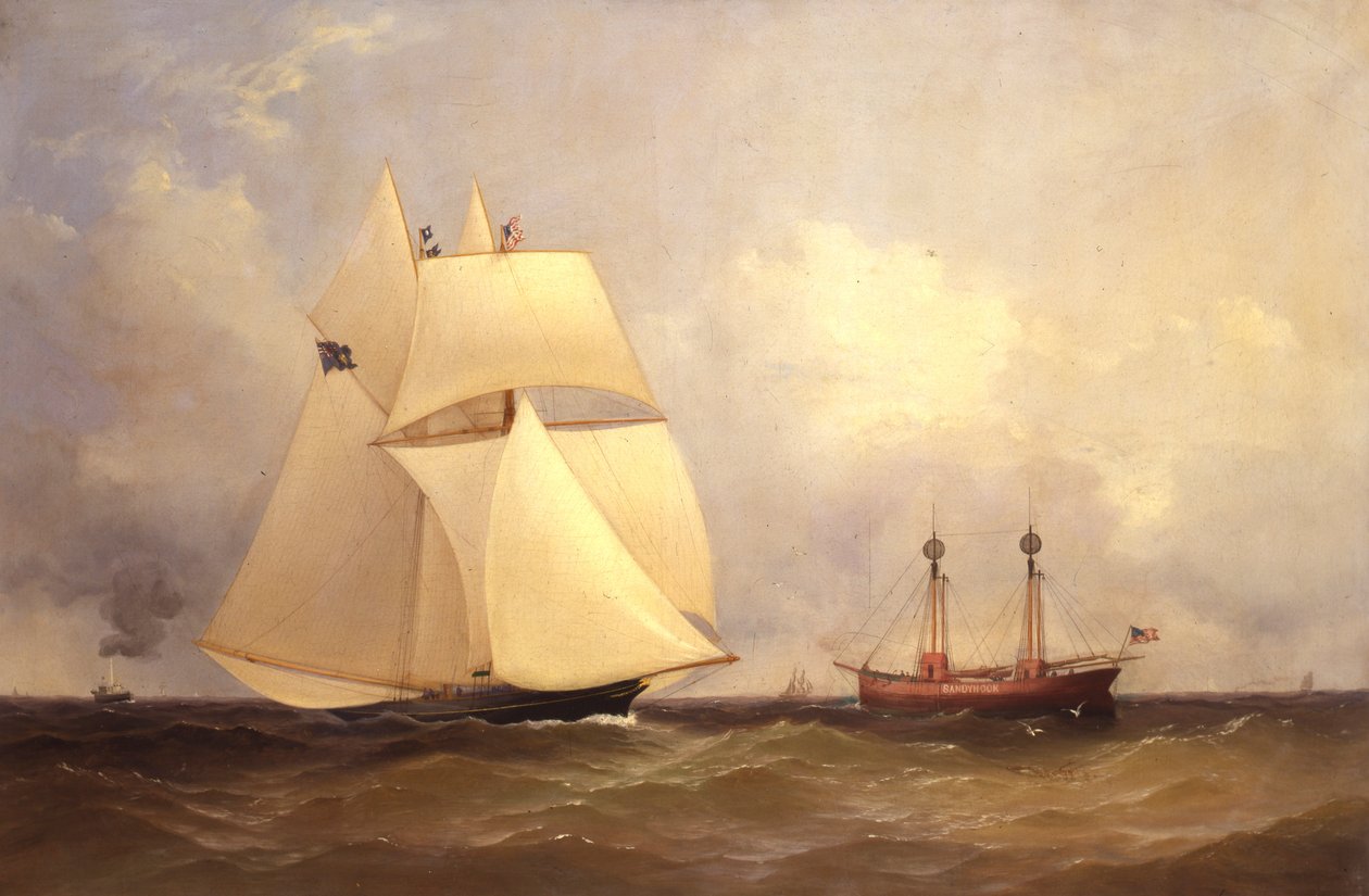 Cambria passerar Sandy Hook efter Transatlantic Race, 1870 av Unknown