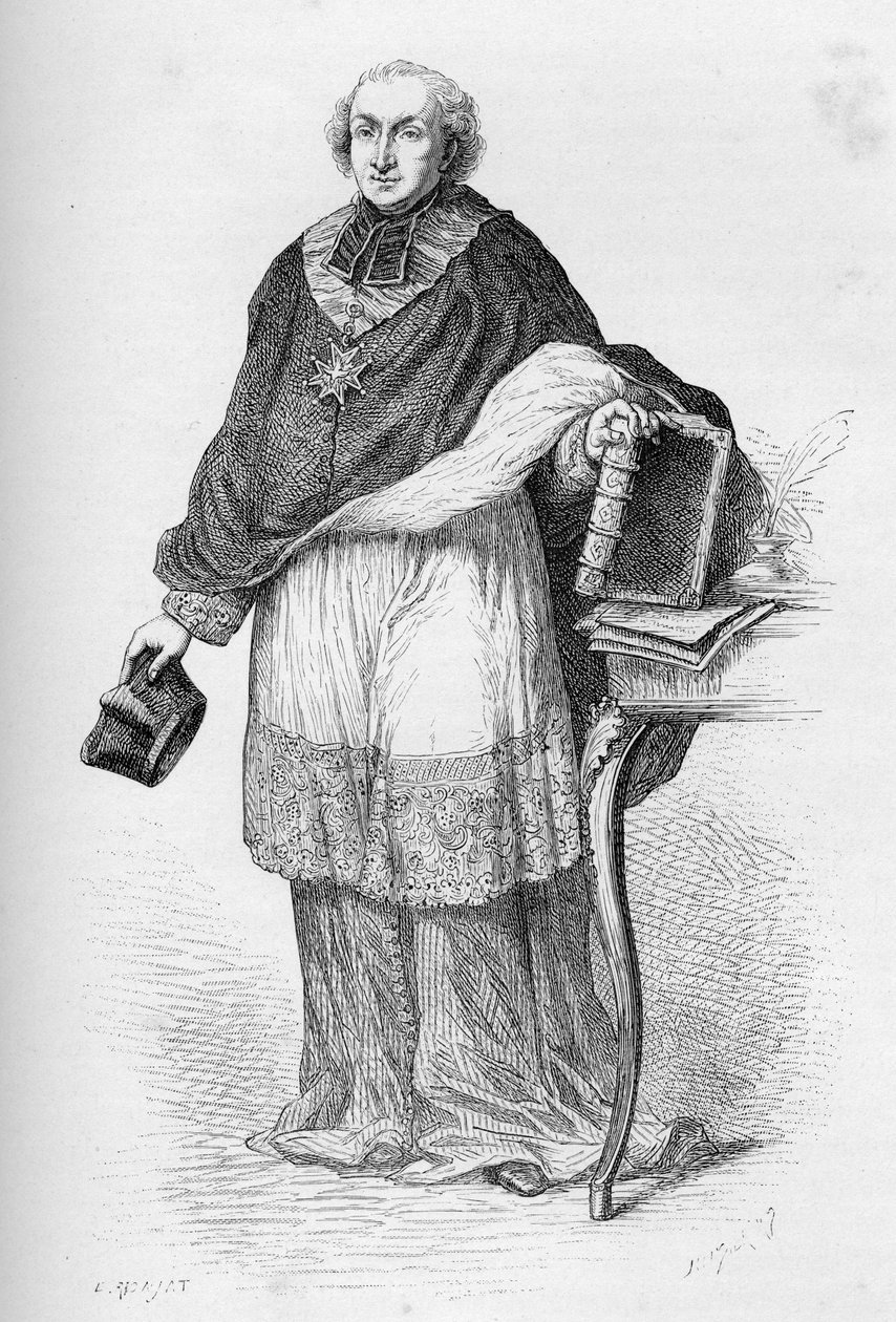 Kardinal Etienne-Charles de Lomenie de Brienne - Etienne de Lomenie de Brienne (1727-1794), fransk prelat och politiker - - gravyr från "" Frankrikes historia berättad för mina barnbarn" - av Francois Guizot - 1872-1876 av Unknown artist