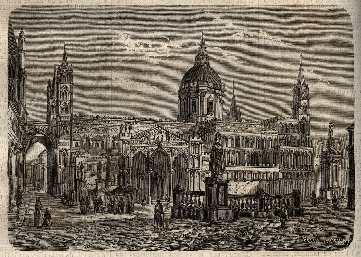 Cathedrale de Palermo - Palermo Cathedral - Palermo Cathedral - gravyr i "" Dictionnaire populaire illustrious "- 1864 - av Joseph Decembre och Edmond Allonier - av Unknown artist