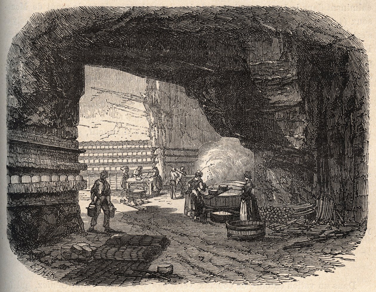 Ostar - roquefortkällare - gravyr i "" PATRIE"" - PECTUREQUIREQUE BESKRIVNING AV FRANKRIKE I 6 BÅNDER AV LUCIEN HUARD - slutet av 1800-talet av Unknown artist
