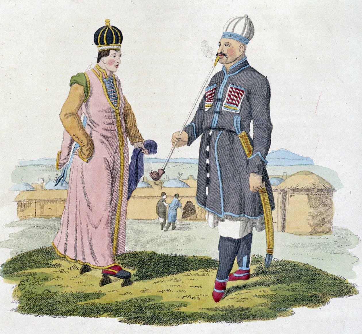 Cherkess man och kvinna (Kaukasus) av Unknown artist