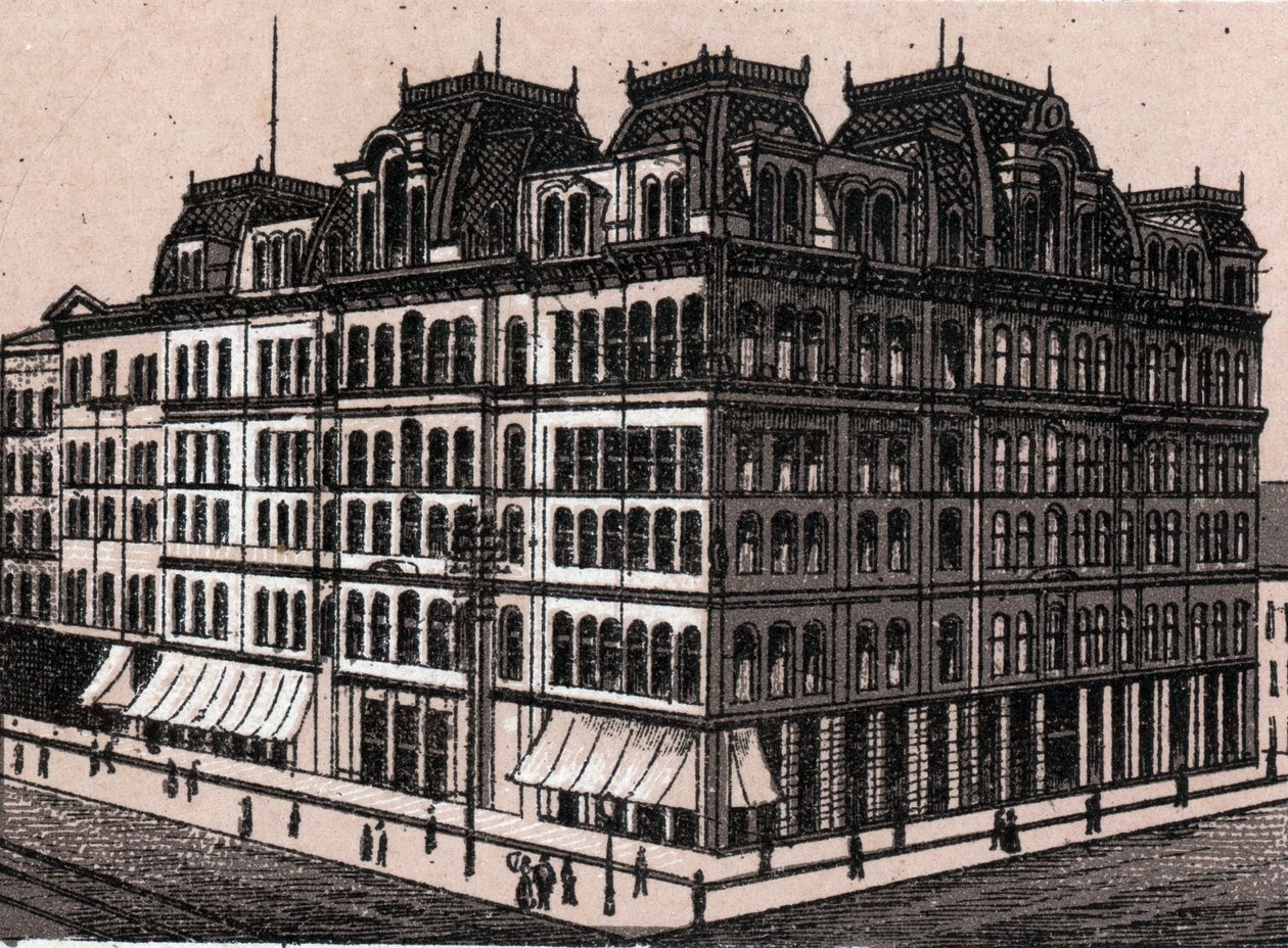 Chicago, USA: utsikt över Field, Leiter & Co. (Field, Leiter & Co. varuhus). i "" Världen illustrerar 168 vyer"" Inget datum (slutet av 1800-talet) av Unknown artist