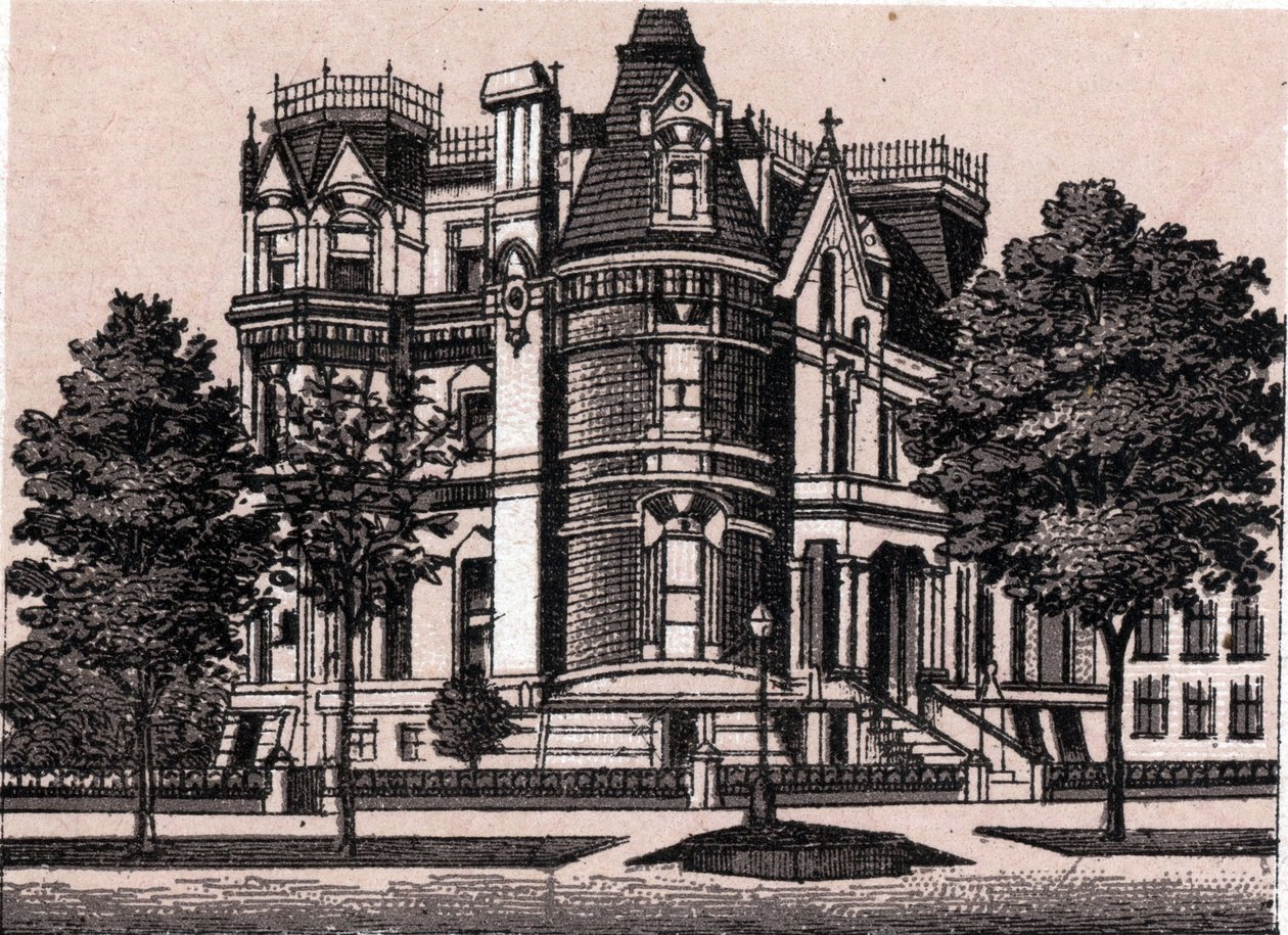 Chicago, USA: utsikt från hörnet av Prairie Avenue och 22nd Street. i "" Världen illustrerar 168 vyer"" Odaterat (slutet av 1800-talet) av Unknown artist