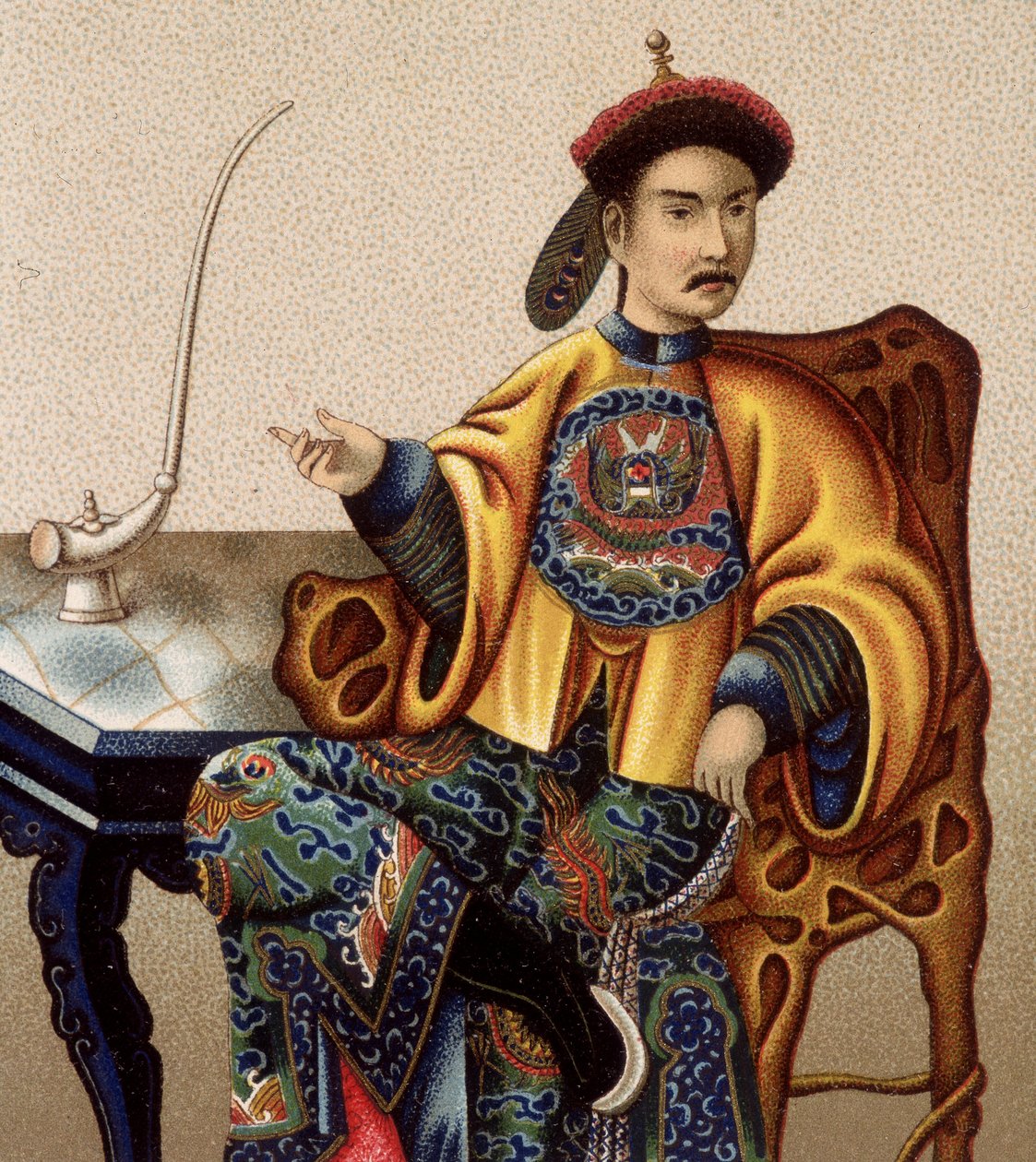 Kinesisk aristokrat sitter och röker opium - sd 1800-talet av Unknown artist