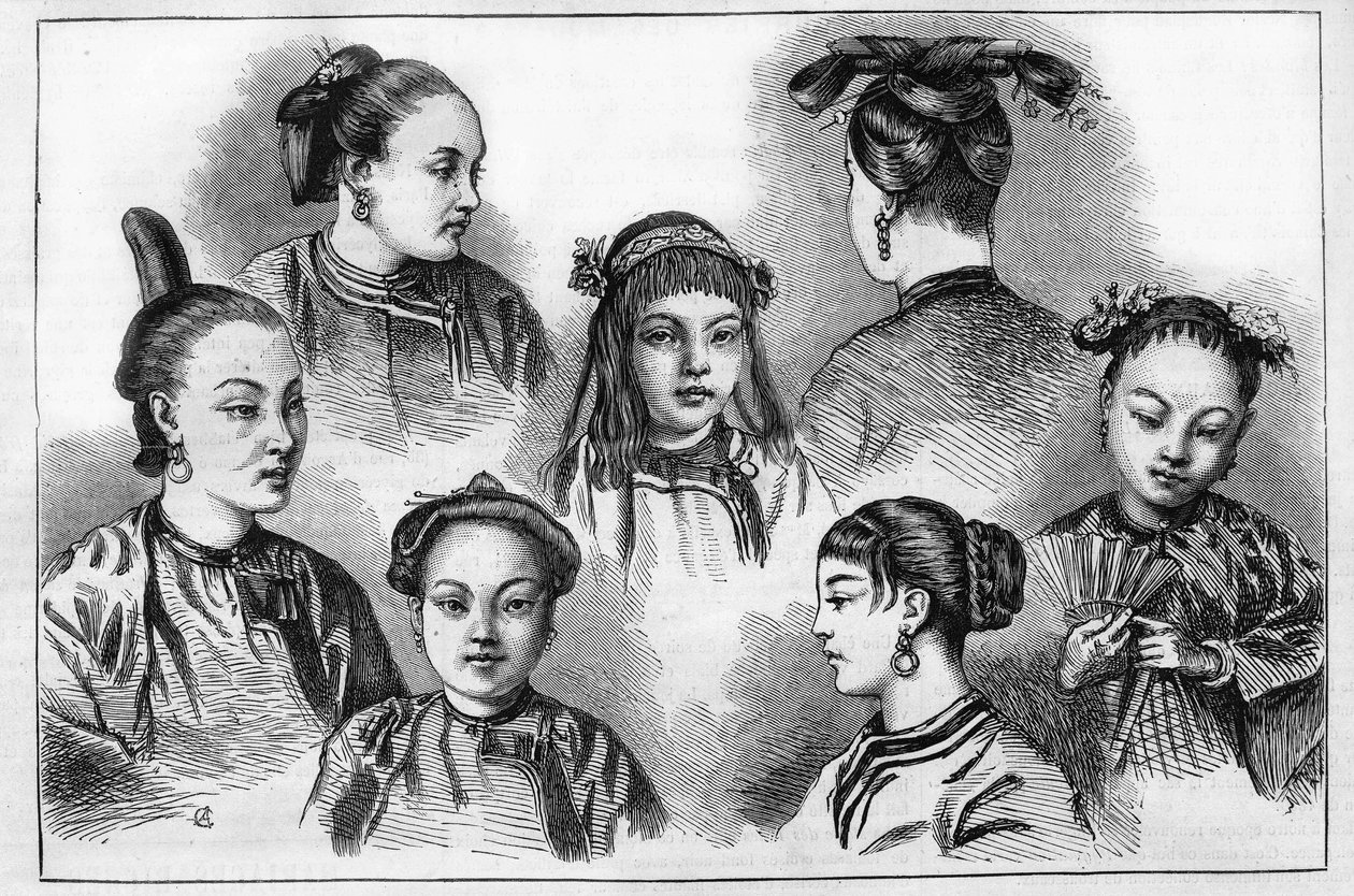 Kinesiskt mode och frisyrer på 1800-talet. av Unknown artist