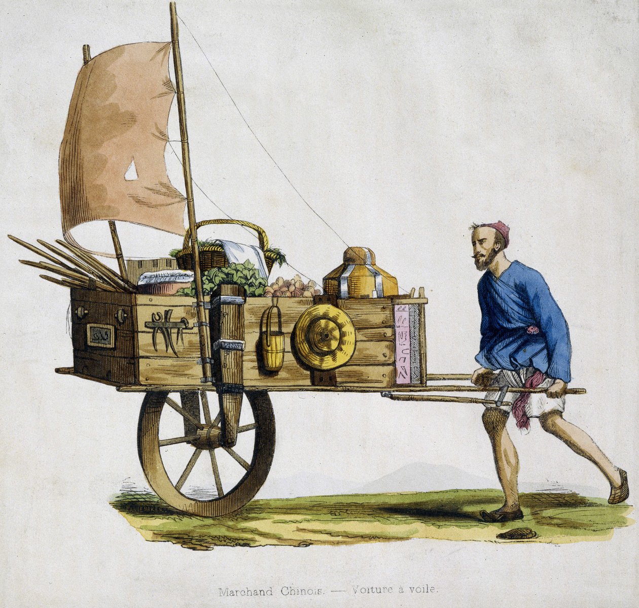 Kinesisk köpman och hans segelvagn av Unknown artist