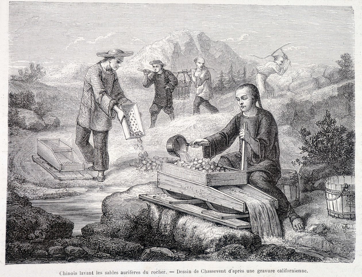 Kinesisk tvättande guldsand i Kalifornien av Unknown artist