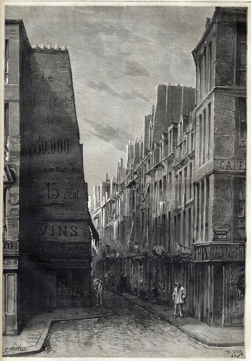 Koleraepidemi i Paris - Epidemia de Cholera i Paris - rue sainte Marguerite - gravyr i "Le journal illustrious"" från 1884 av Unknown artist