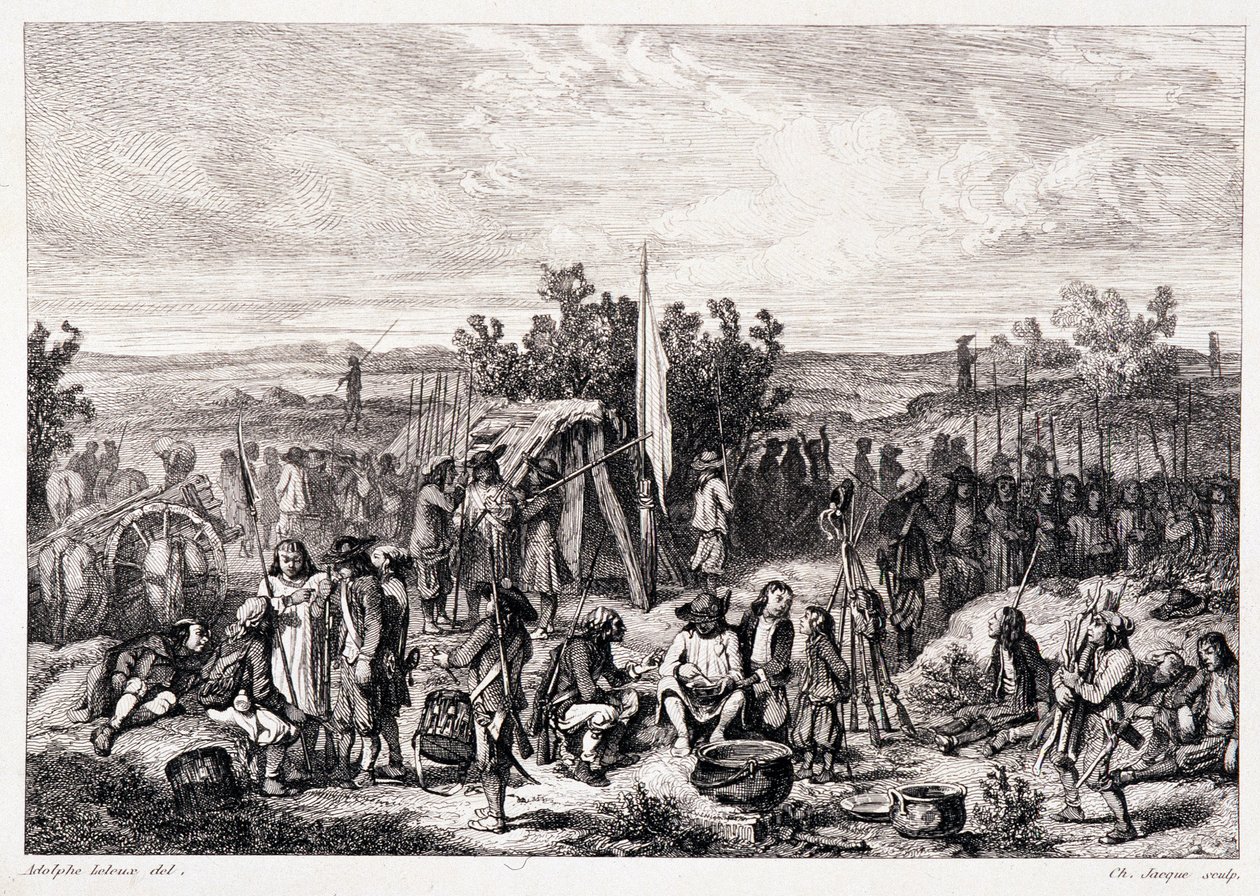 Chouans vid bivacken - i "" Ancient and Modern Bretagne"" av Pitre-Chevalier, redigerad av W. Coquebert av Unknown artist