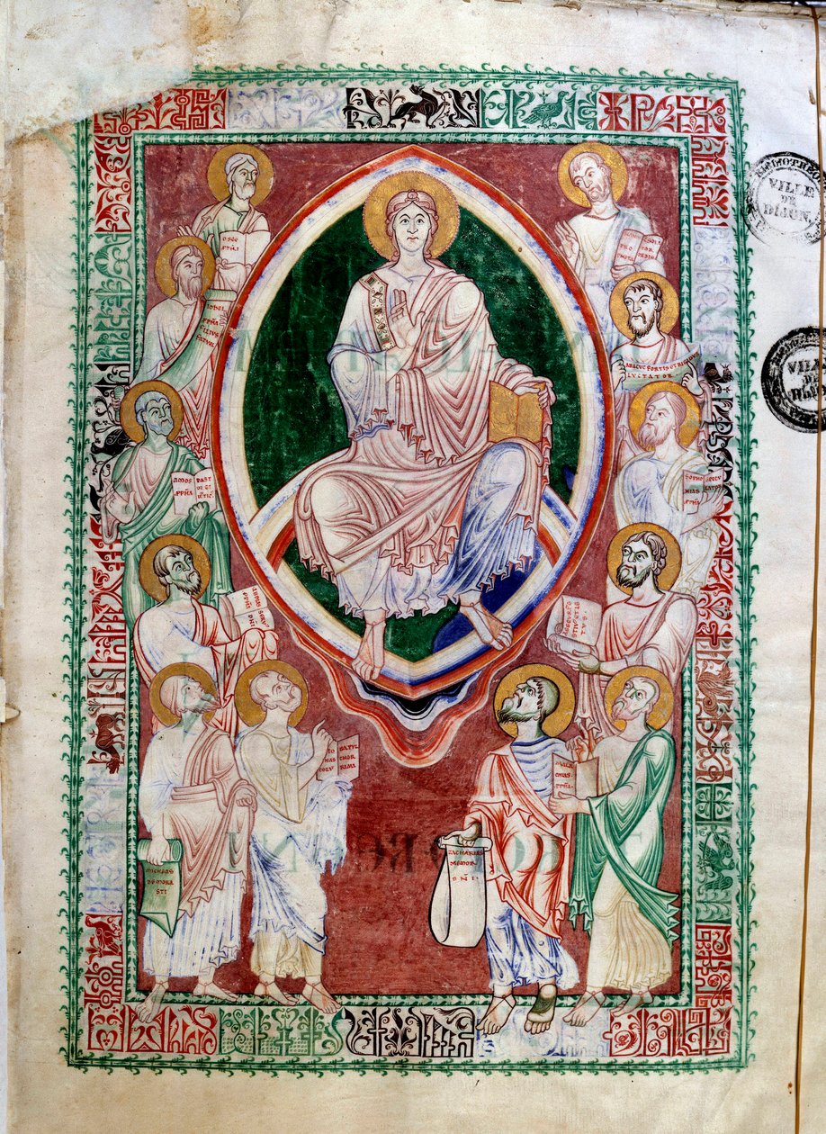 Kristus och profeterna i Gamla testamentet. Manuskript av Abbey of Citeaux. Kommentarer om Jeremie de Saint Jerome (1100-talet). Dijon, Stadsbiblioteket av Unknown artist