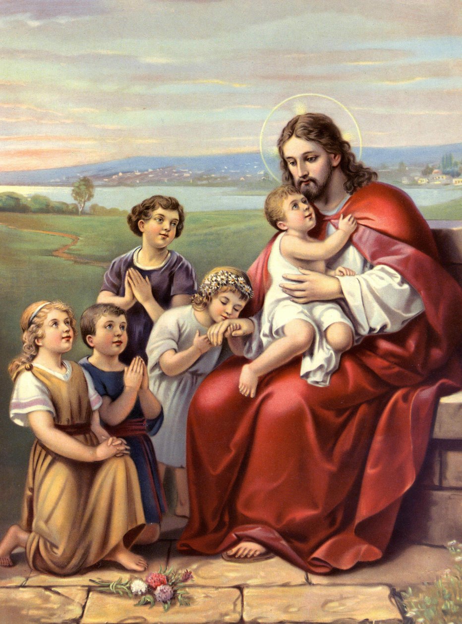 Kromolitografi från det sena 1800-talet som representerar Kristi liv. av Unknown artist