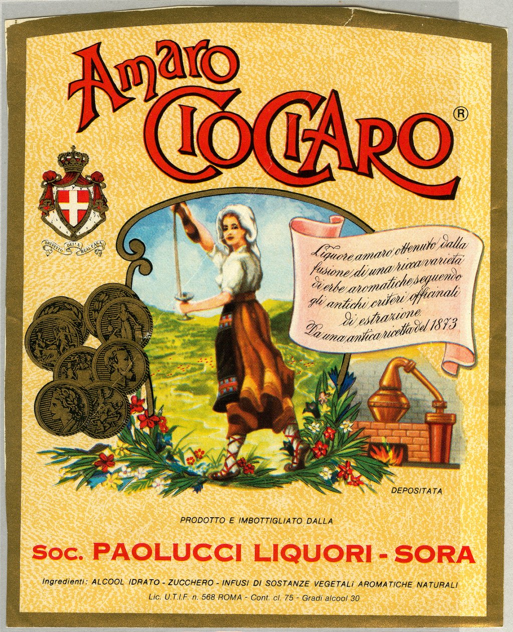 Ciociaro amaro alkoholreklam (kromolitografi, sent 1800-tal) av Unknown artist