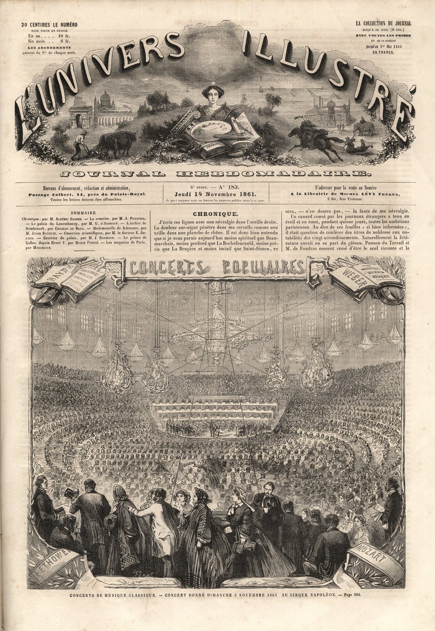 Cirque Napoleon (nuvarande vintercirkus, rue Amelot, Paris) - Klassisk musikkonsert ger söndagen den 3 november av Unknown artist