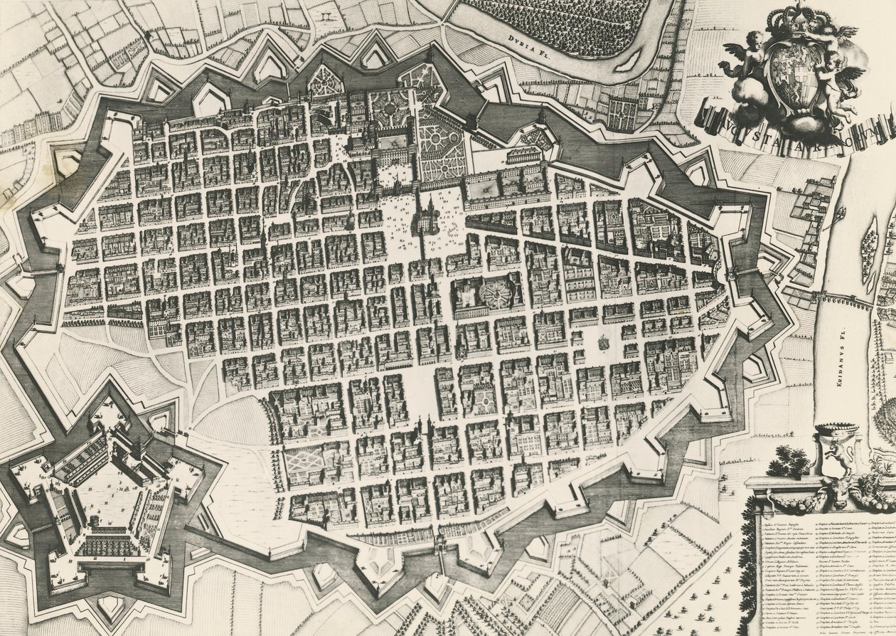 Stadskarta över Turin med dess citadell av Unknown artist