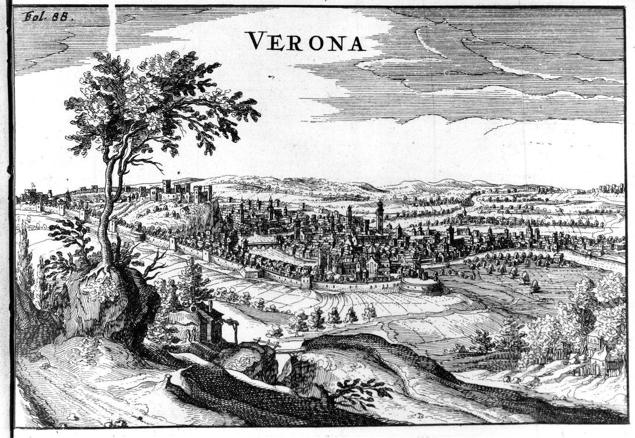 Stadskarta över Verona 16. av Unknown artist
