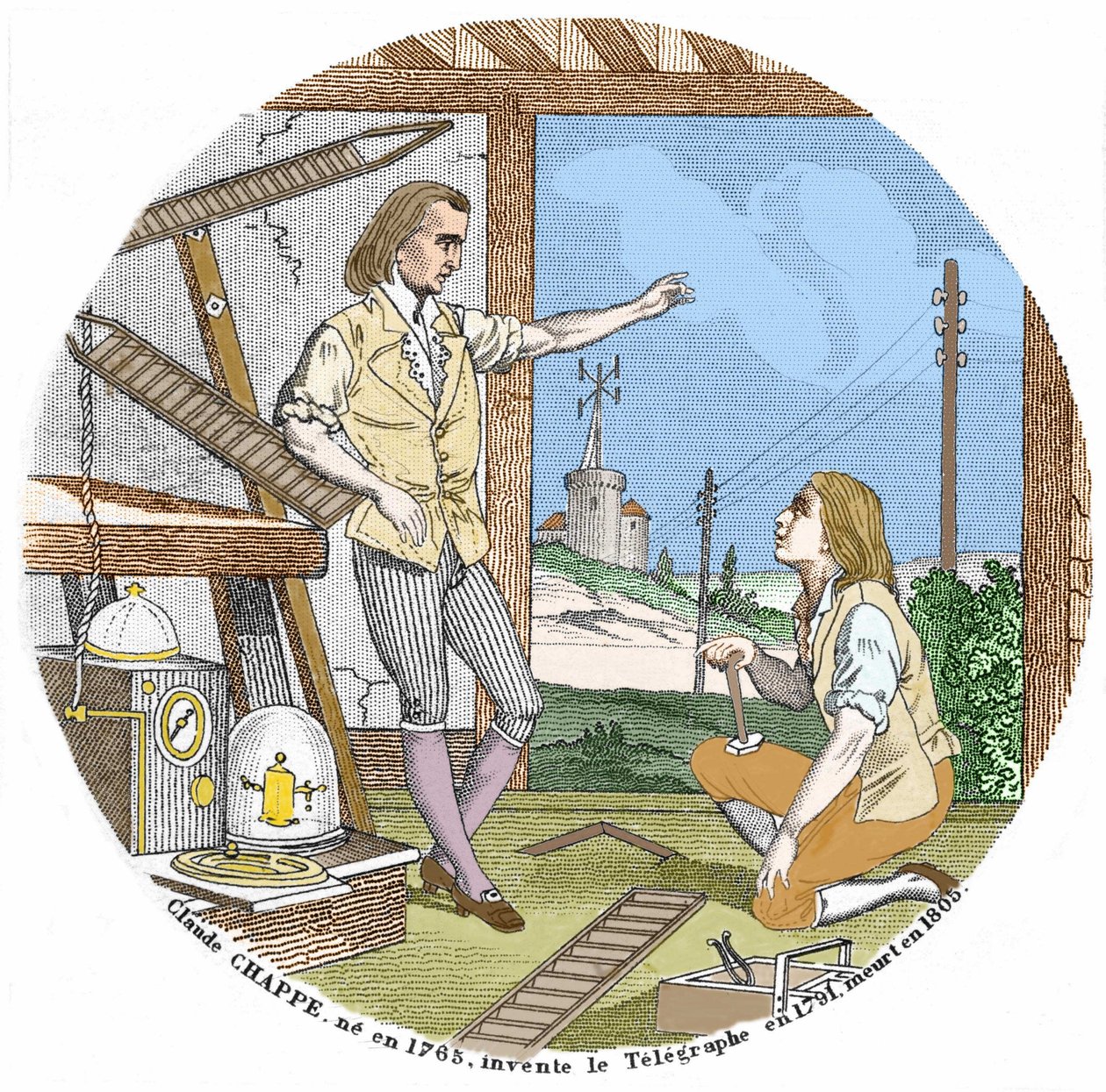 Claude Chappe (1765 - 1807), fransk ingenjör uppfann telegrafen 1791. av Unknown artist