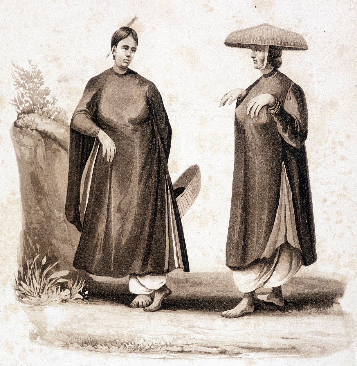 Cohinkinesiska kvinnor. Vietnam v. 1850. av Unknown artist