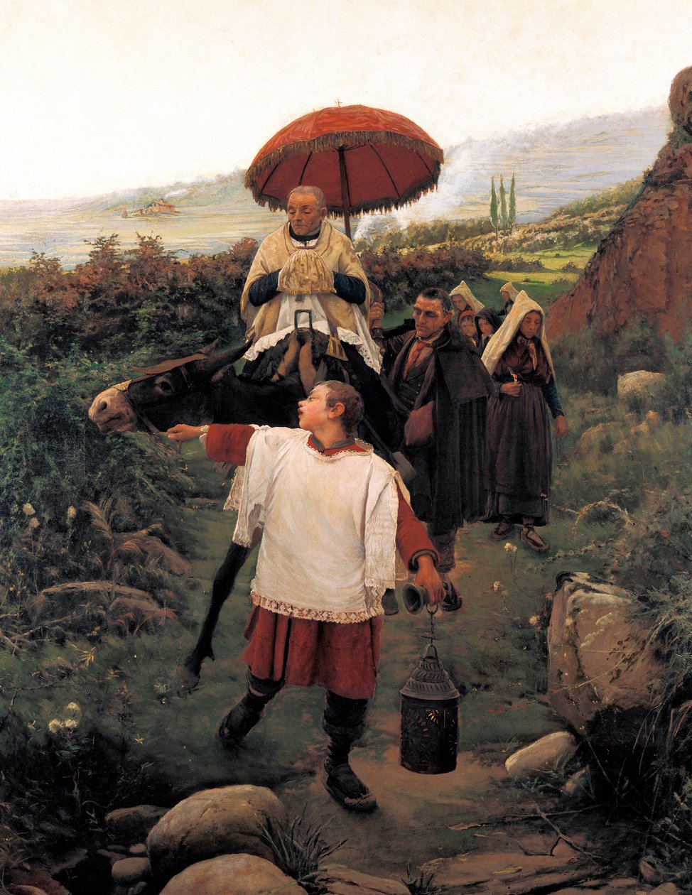 "" Kombinera berget "" Religiös Cortege i ett berg. Målning av Mariano VAYREDA VILA (1853-1903). Spanien, Olot. Garrotxa Regionmuseum. av Unknown artist