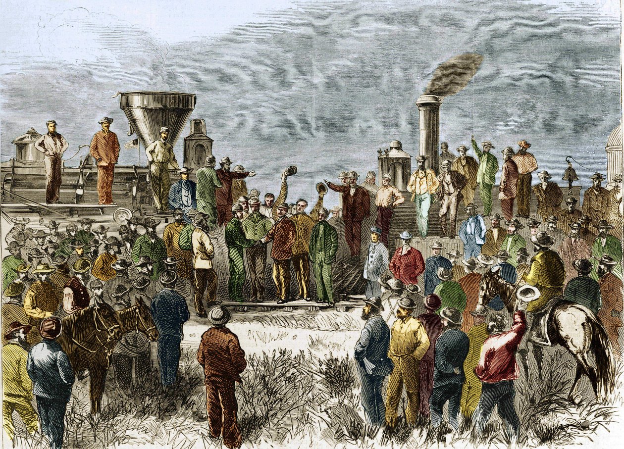 Färdigställande av den första transkontinentala järnvägen den 10 maj av Unknown artist