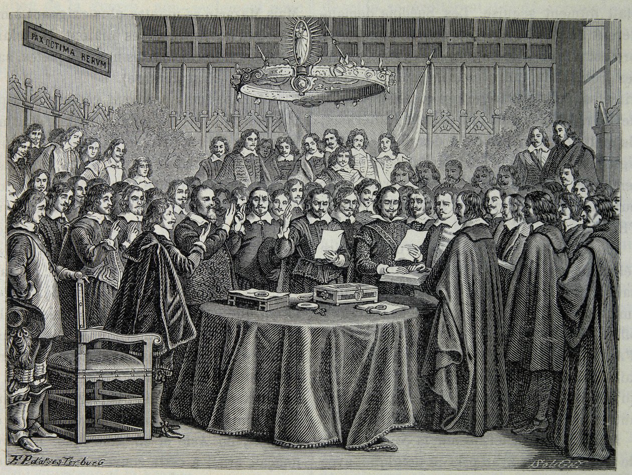 Congress of Westphalia, fredsavtal som avslutar det trettioåriga kriget av Unknown artist