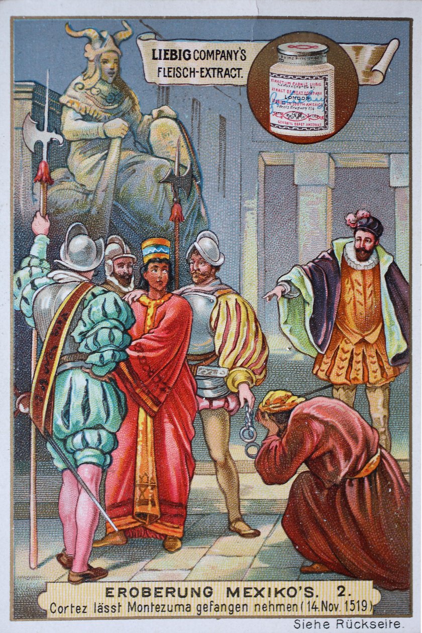 Erövringen av Mexiko: Cortes arresterar kungen Mont... Europaskolan (1900-talet) Erövringen av Mexiko: Cortes griper kungen Montezuma II av Unknown artist