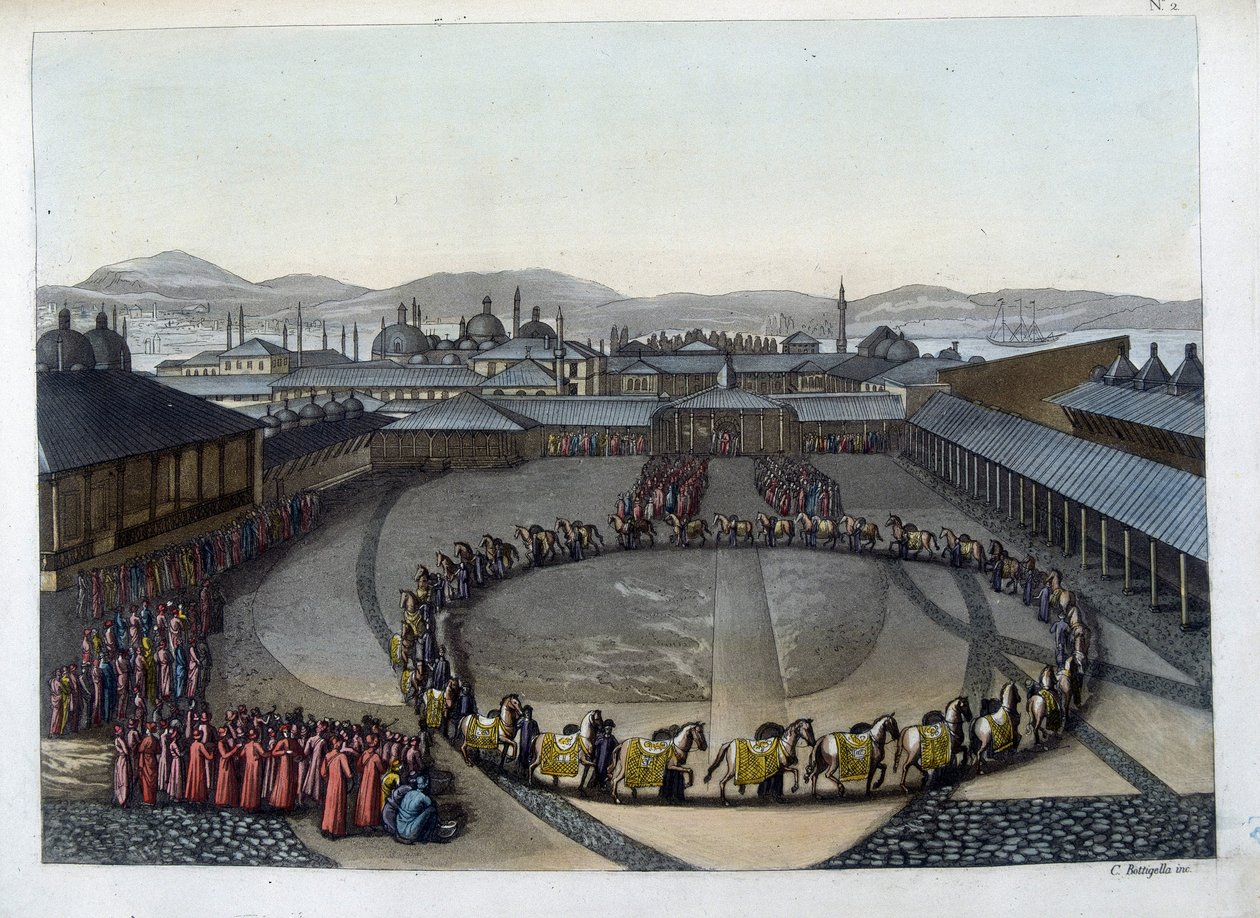 Konstantinopel: Glädjeporten. Denna dörr ger tillgång till det inre av palatset där sultanen bor med sin familj och damerna i sitt Harem. I "" Den gamla och moderna dräkten av Unknown artist