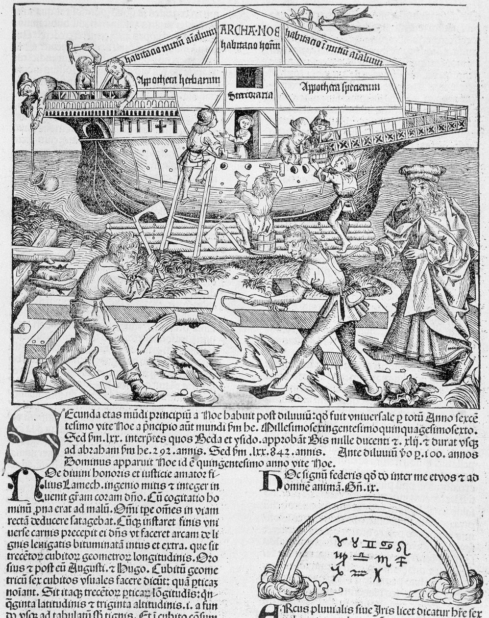 Konstruktion av Noaks ark - i "" Chronicle of Nuremberg"" av Unknown artist