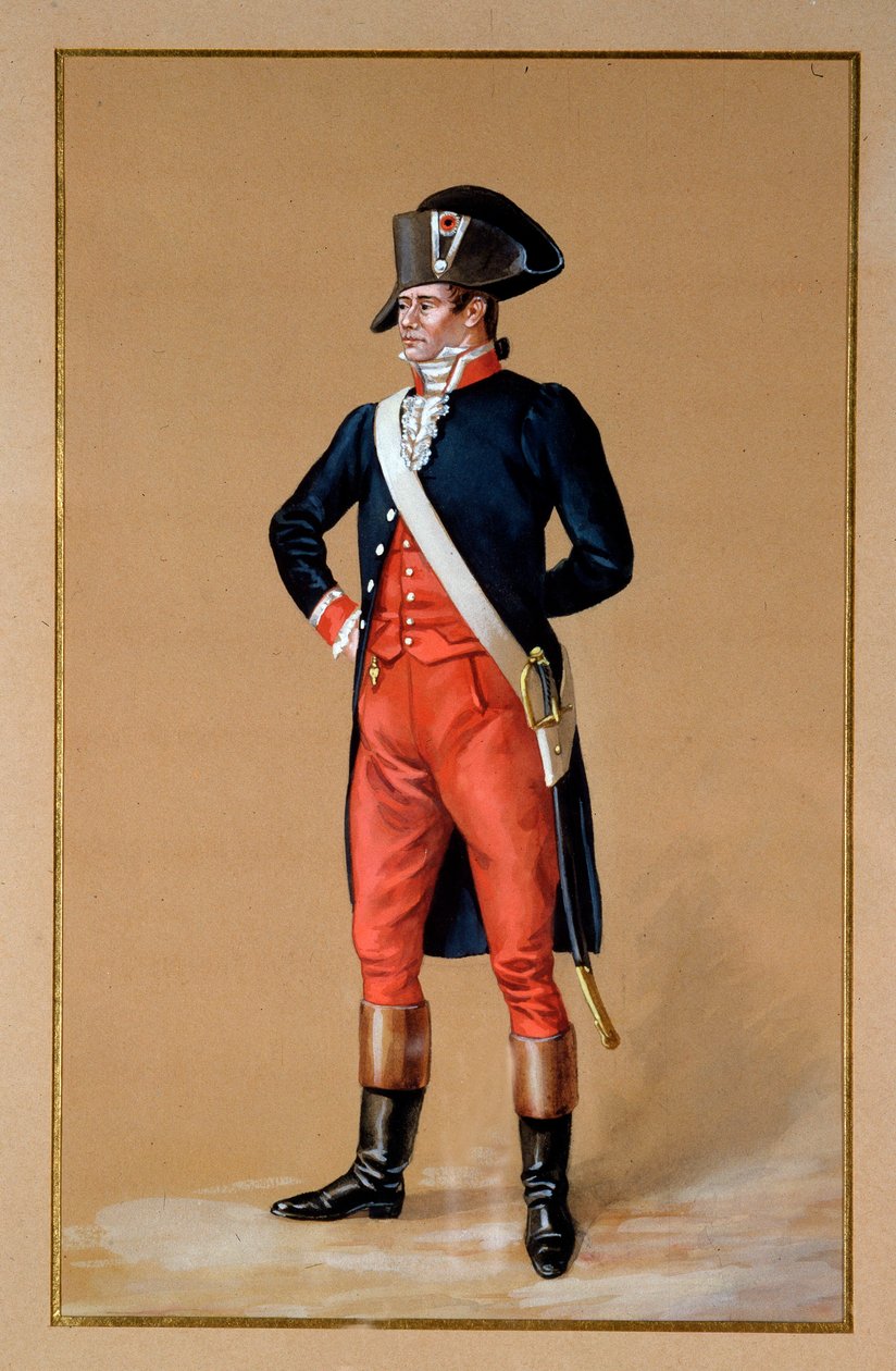 Konsulat: uniform av fredsofficer. Litografi av Unknown artist