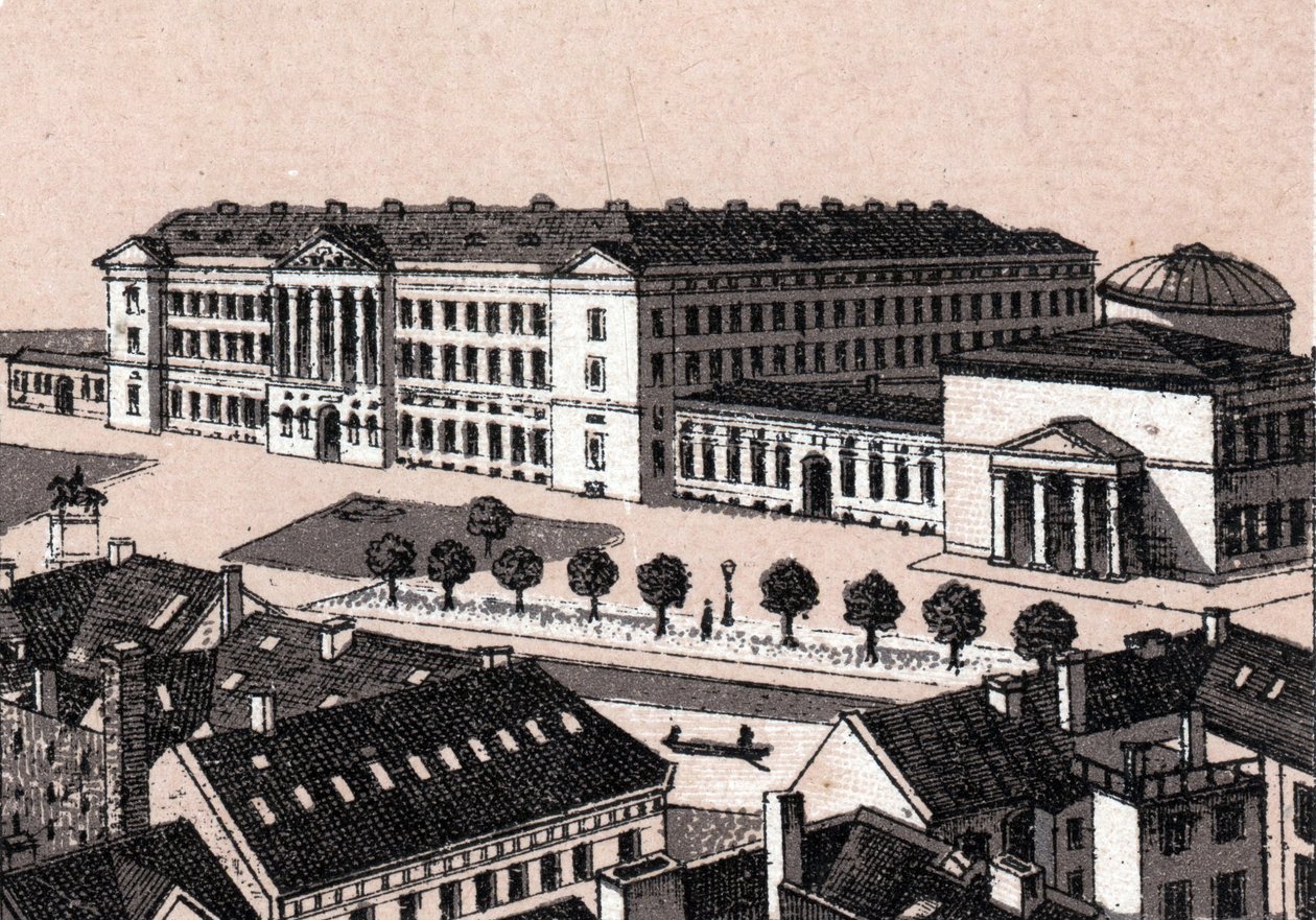 Köpenhamn, Danmark: utsikt över slottet Christiansborg (Castle Christiansborg i Köpenhamn). i "" Världen illustrerar 168 vyer"" Odaterat (slutet av 1800-talet) av Unknown artist